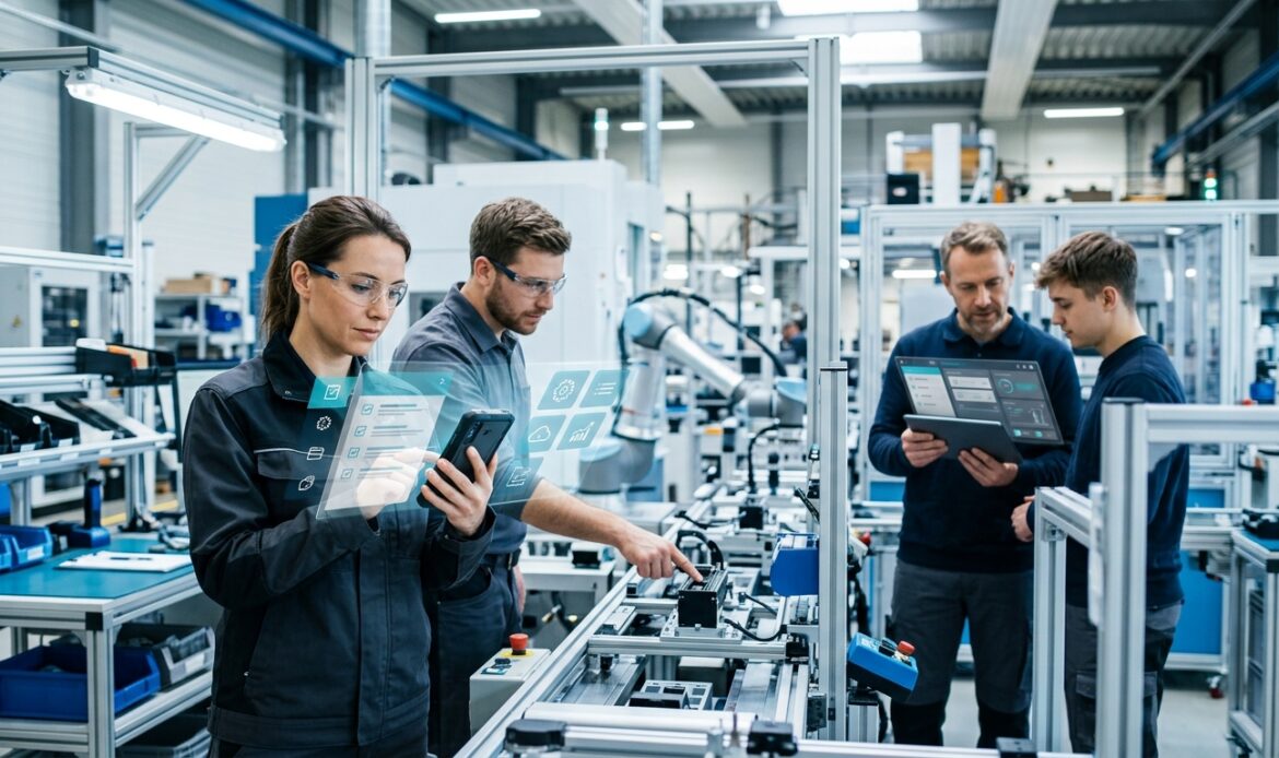 App für Produktion und Service: Mitarbeitende ohne festen PC-Arbeitsplatz nutzen mobile Informationen und Checklisten.